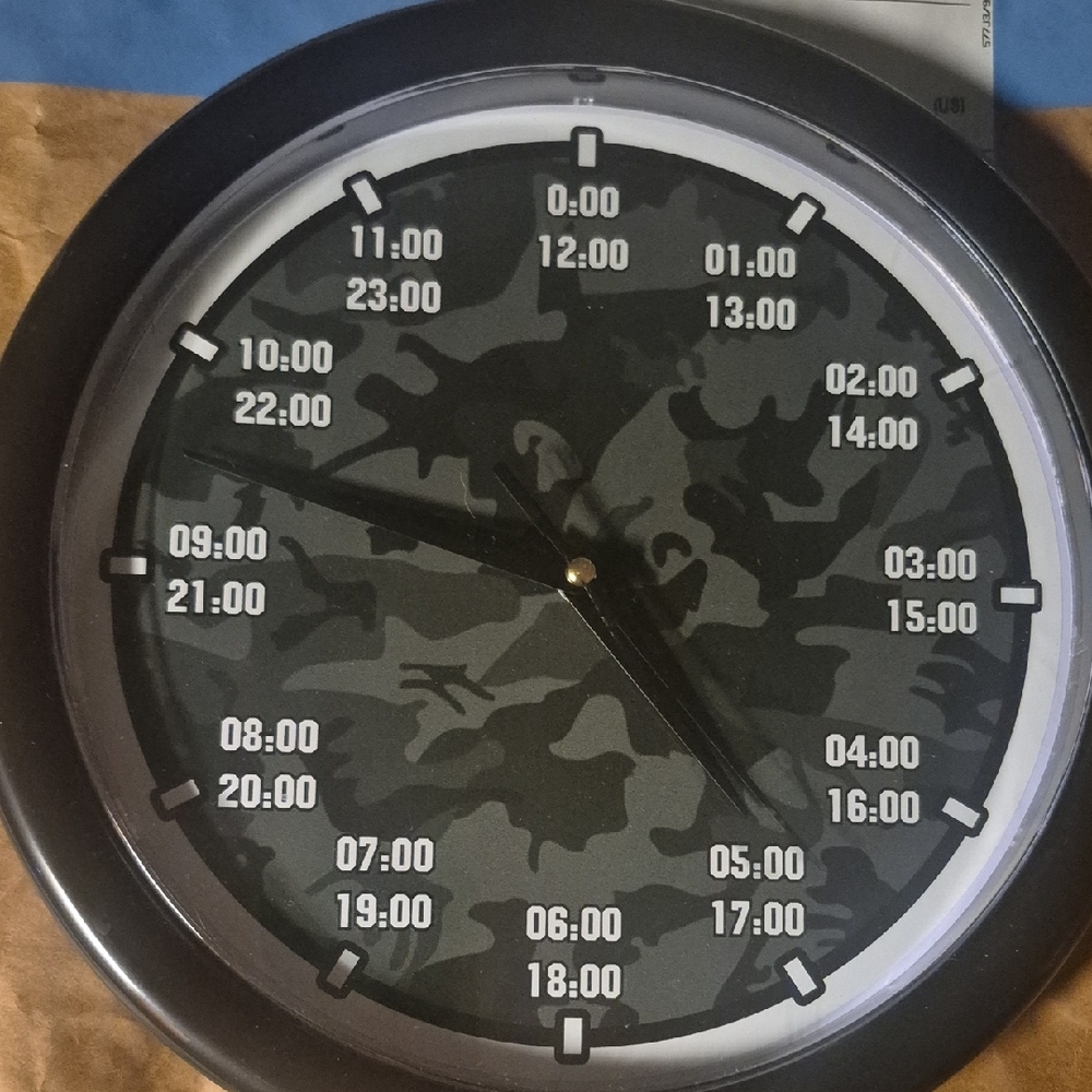 Source Unknown Black and Gray Camouflage Clock